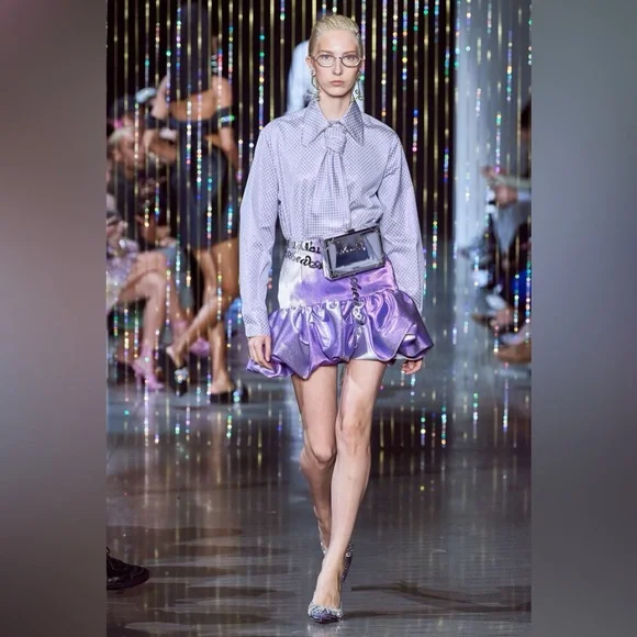 AREA purple metallic mini skirt Size XS NWT. - Picture 2 of 4